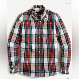 J Crew Ruffleneck classic-fit boy shirt in snowy Stewart tartan Size S NWT